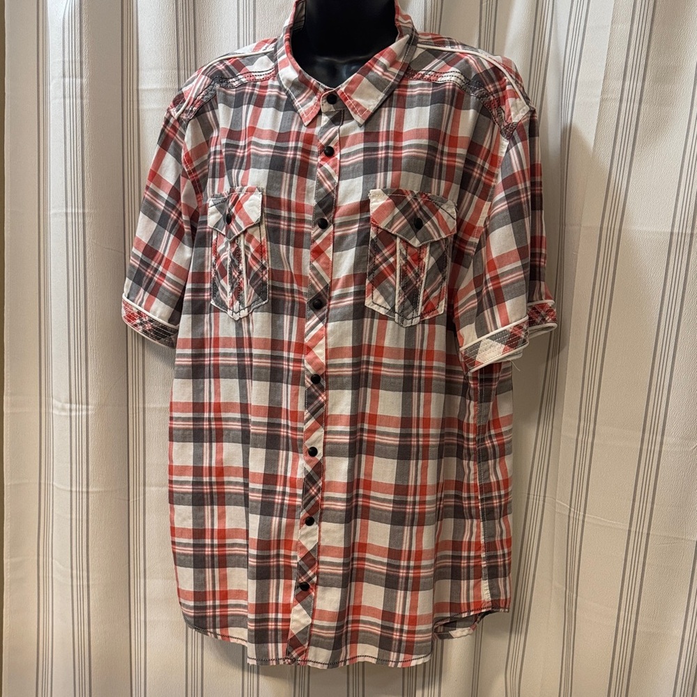 BKE Red and Gray Plaid Casual Shirt